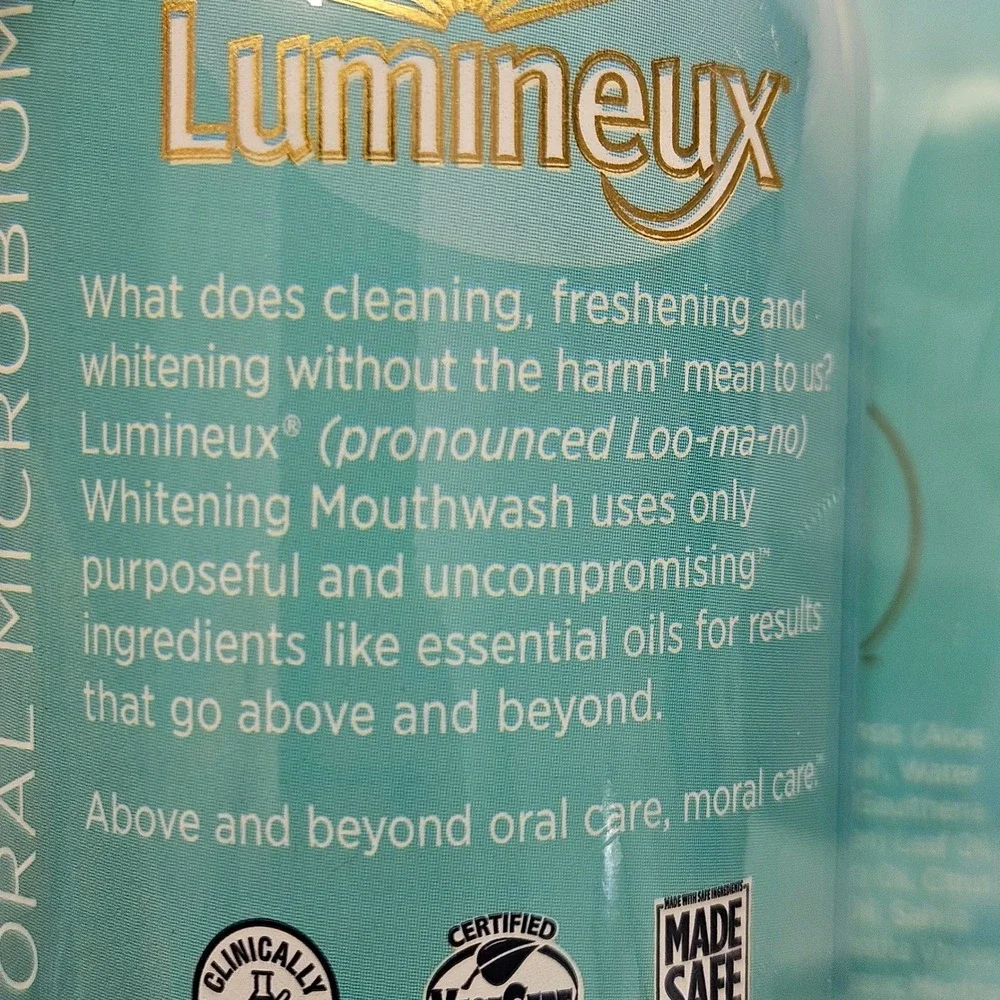 Lumineux Whitening Mouthwash Unisex 16oz 2-Pack Blue Non-Toxic Peroxide Free New